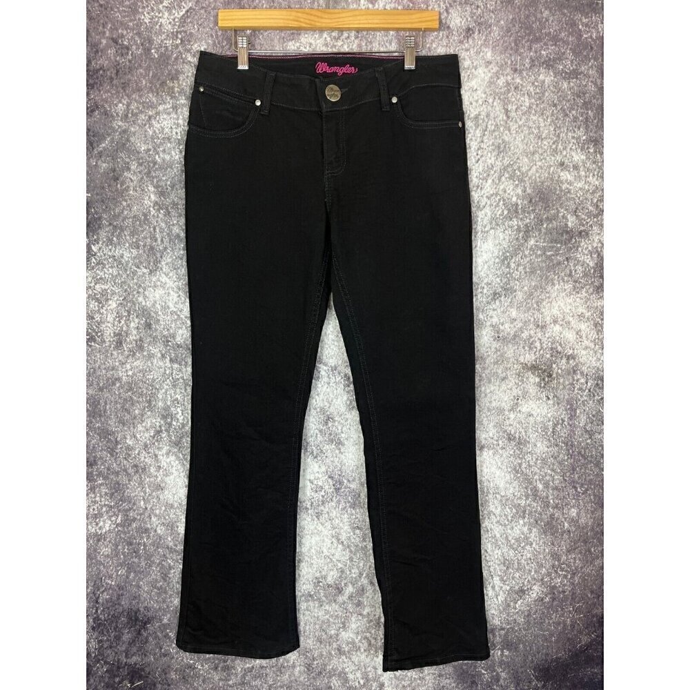 Wrangler Jeans Women's 9/10 x 32 Black Jim Q Bootcut‎ Denim Western Cowboy Boho